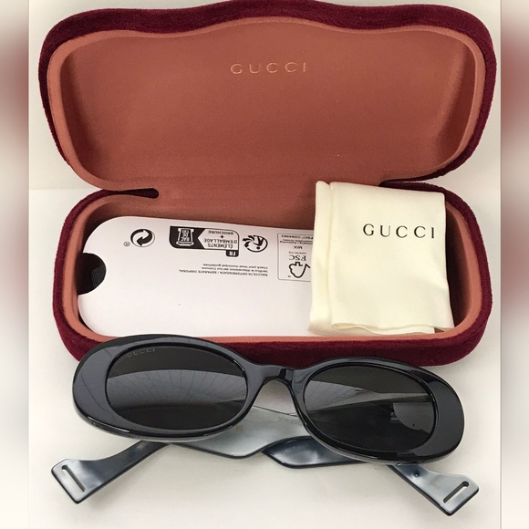 New- 💯 Original Gucci Grey Oval Ladies Sunglasses GG0517S 001 - Picture 10 of 15